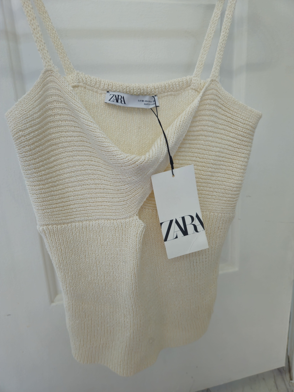 ZARA Cream Knit Cowl Neck Tank Sweater